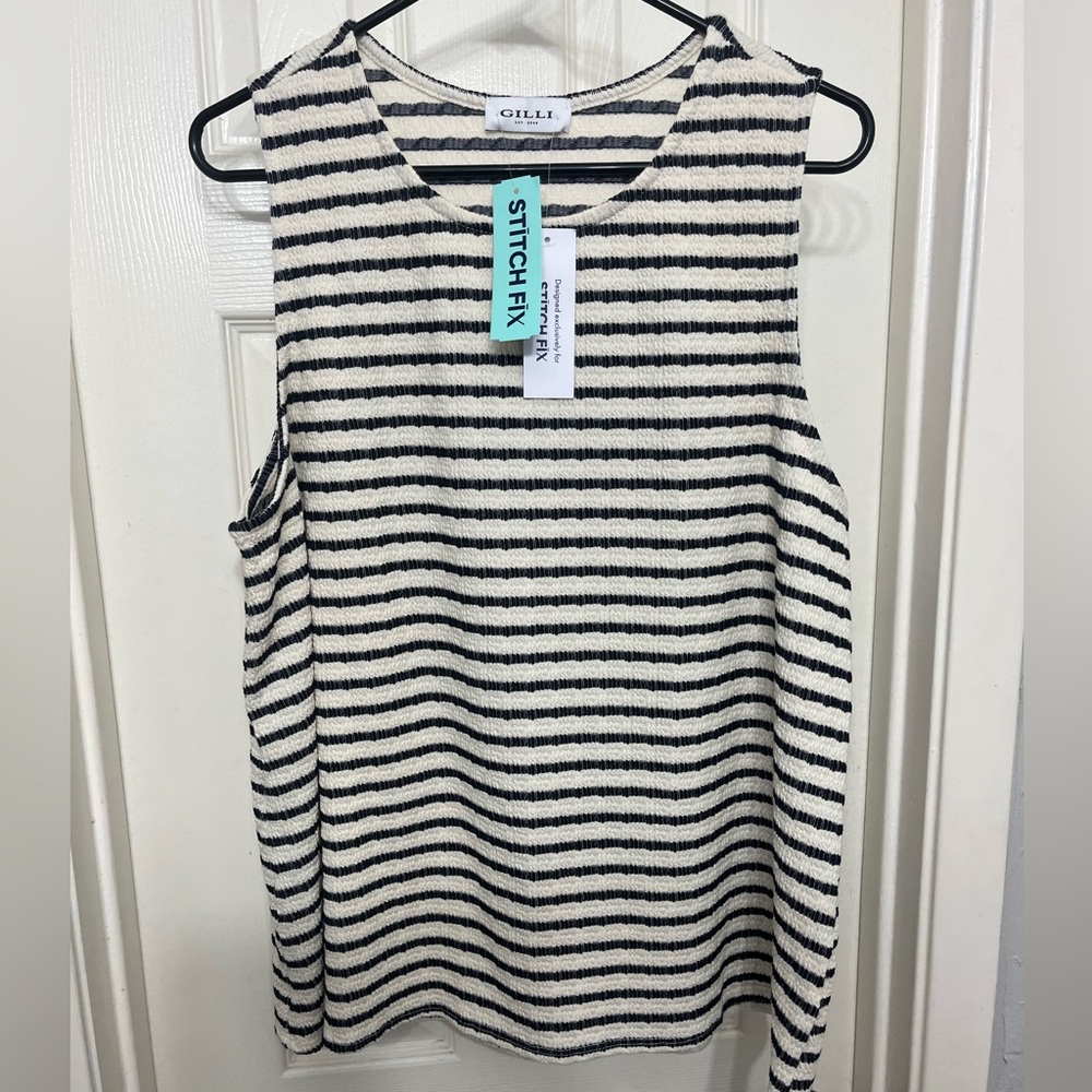 Gilli Black and White Striped Tank Top